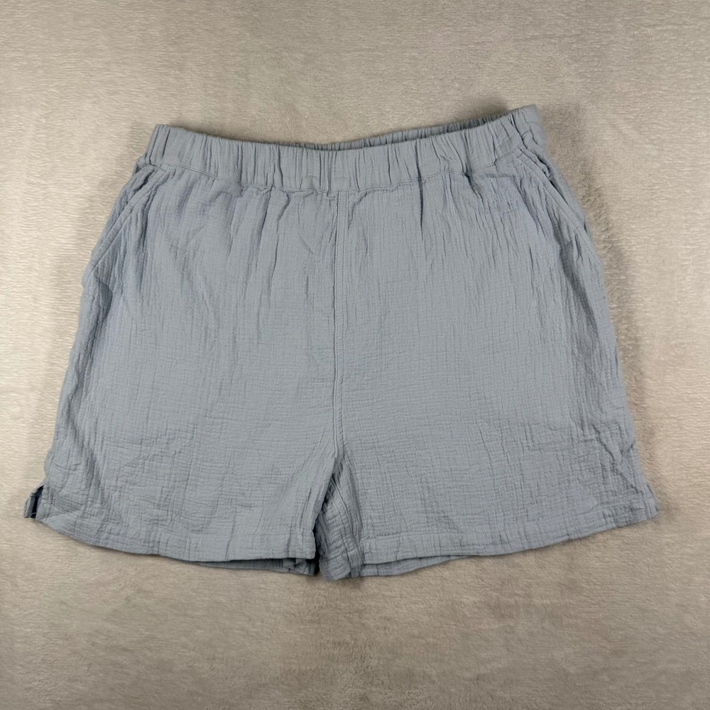 Onia Light Blue 100% Cotton Gauze Elastic Waist Relaxed Shorts Womens Medium